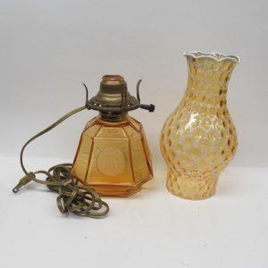 Fostoria Depression Glass Amber COIN 13 1/2 Inch High Electric Coach Lamp
